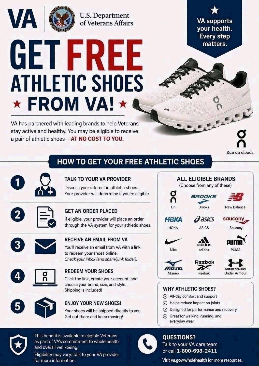 VA Get Free Athletic Shoes From VA poster